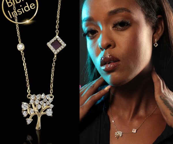 Christmas Wife Gift Elegant Tree Of Life Necklace With Bible Inside My Nano Jewelry